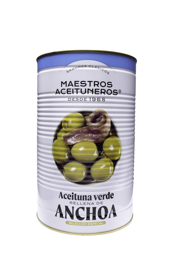 Olives Manzanilla farcies aux anchois | Maestros Aceituneros