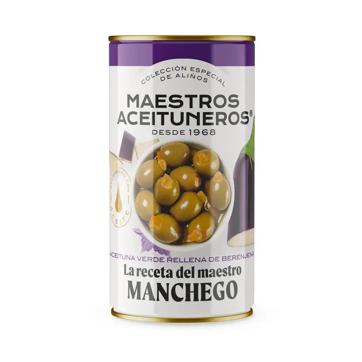 Olives Manzanilla farcies Ã  l'aubergine â€“ Recette Manchego Master | Maestros Aceituneros | Origenes.shop