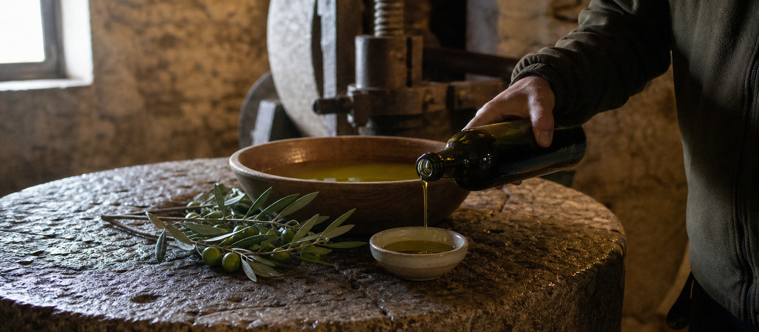 Pression d'huile d'olive vierge extra dans une almazara espagnole traditionnelle
