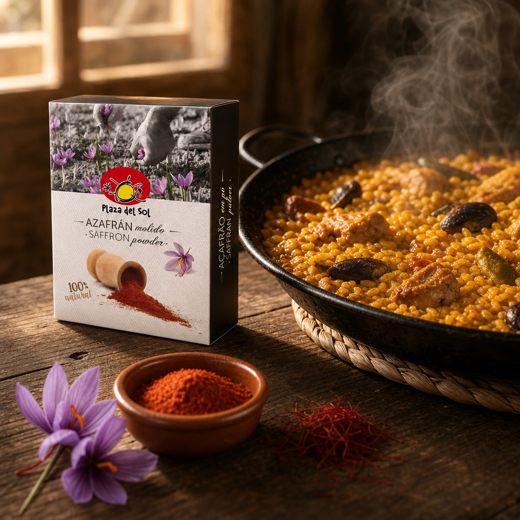 Safran moulu Plaza del Sol — paella au safran | Origenes.shop