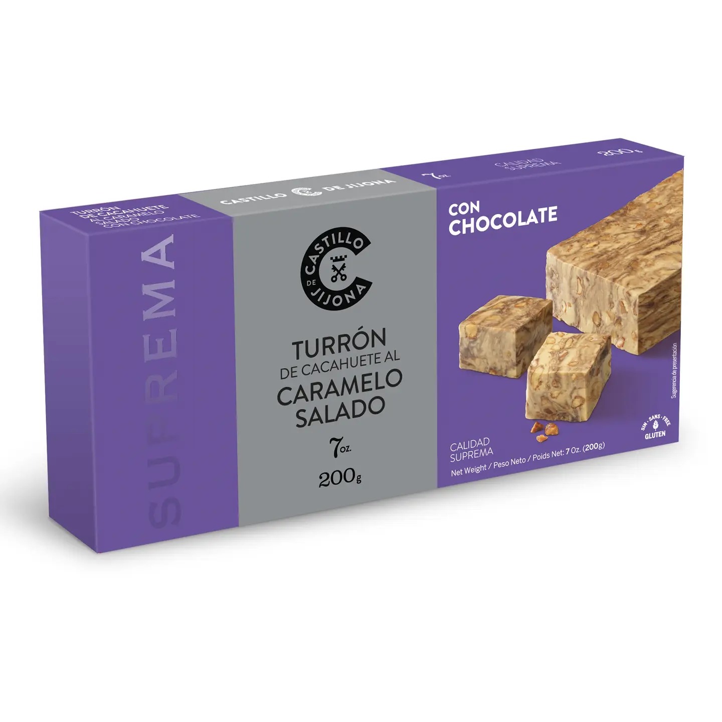 Turrón cacahuète, caramel salé et chocolat (200 g) — Castillo de Jijona