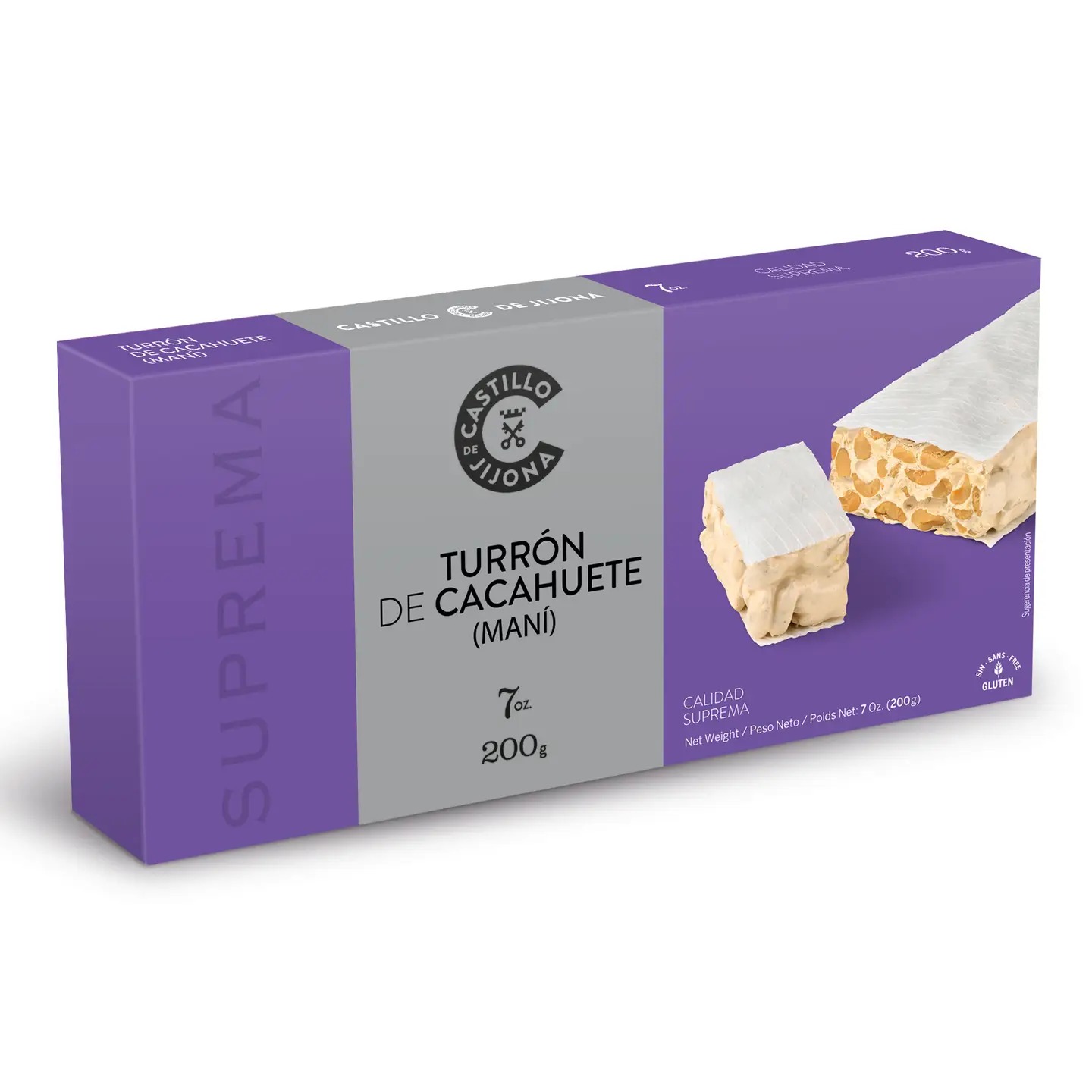 Turrón dur aux cacahuètes — qualité suprême (200 g) — Castillo de Jijona