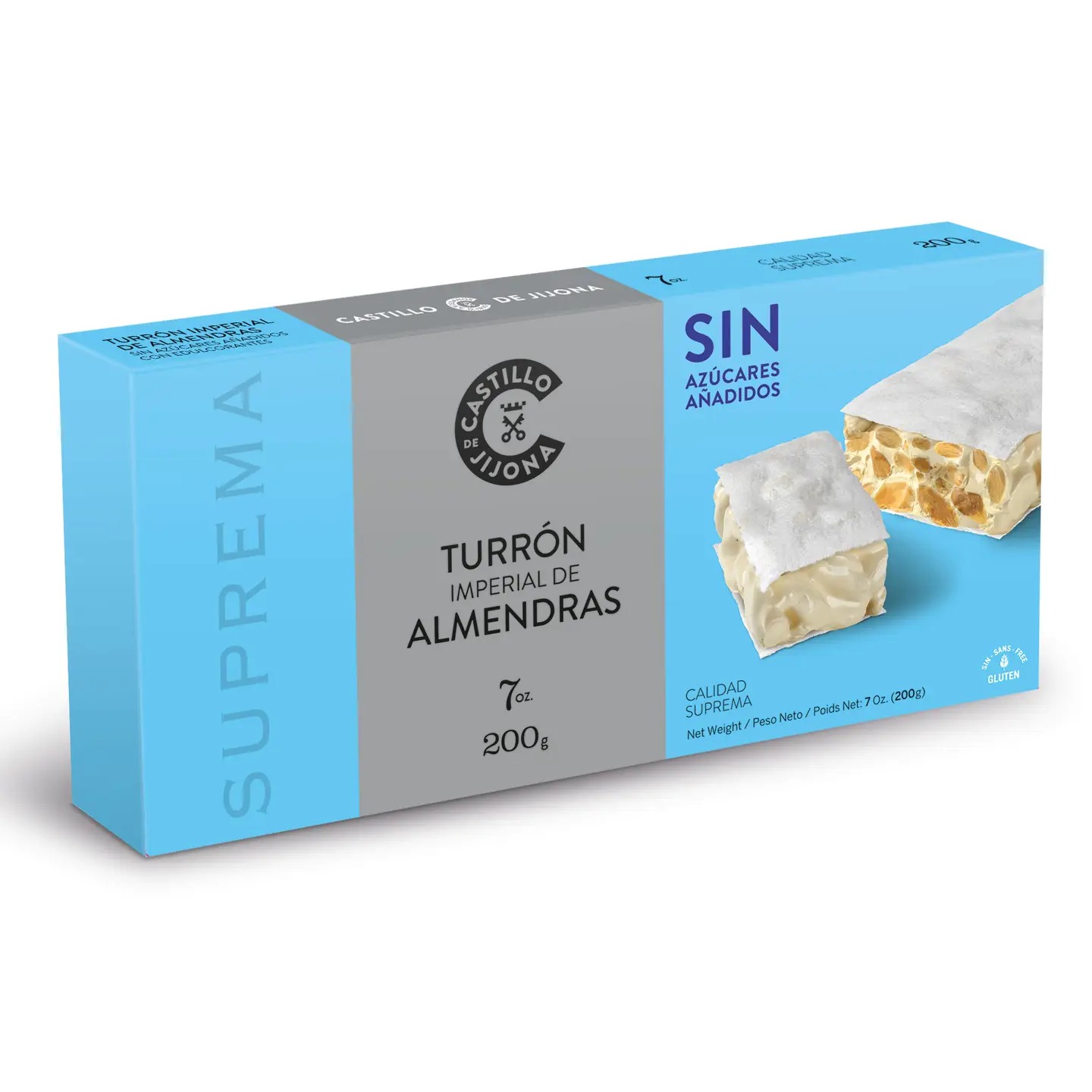 Turrón Imperial mit Mandeln, ohne Zuckerzusatz (200 g)