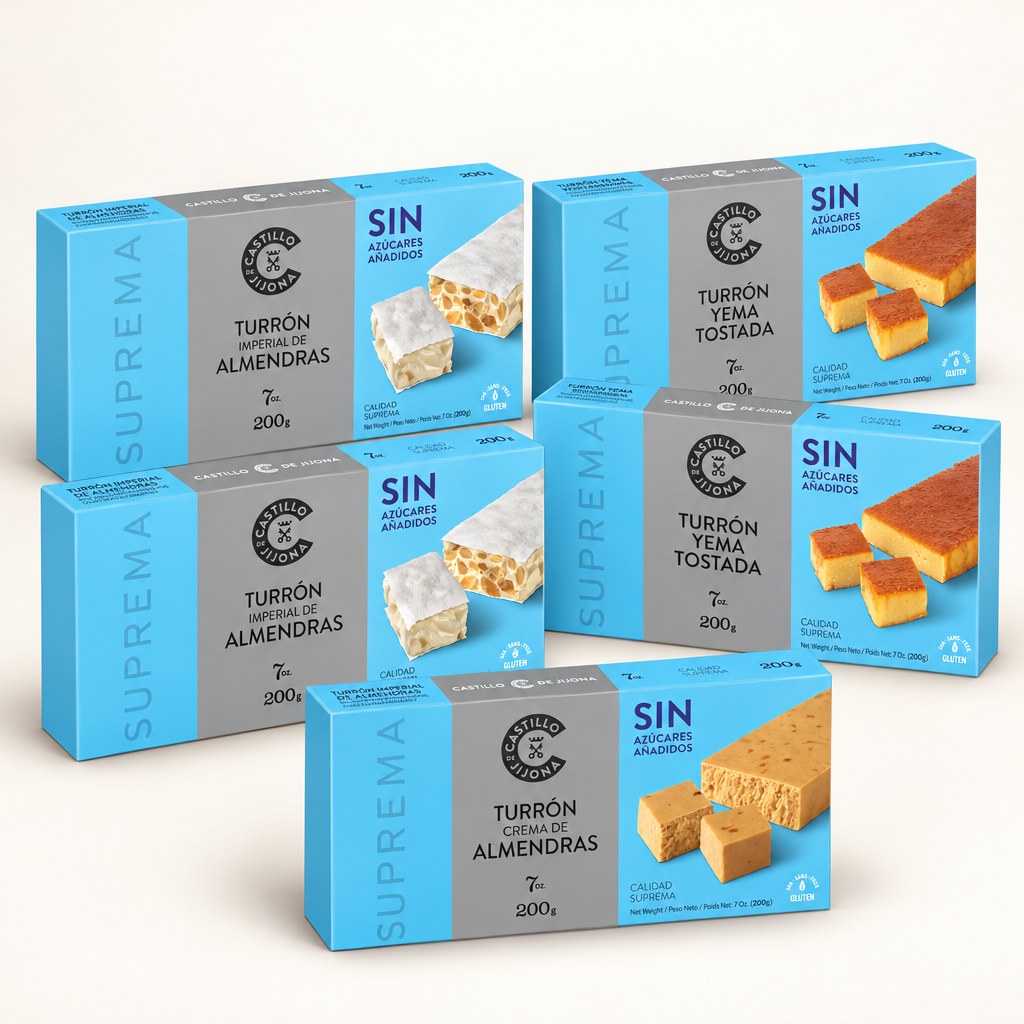 Coffret famille turrón sans sucres ajoutés — 5 tablettes
