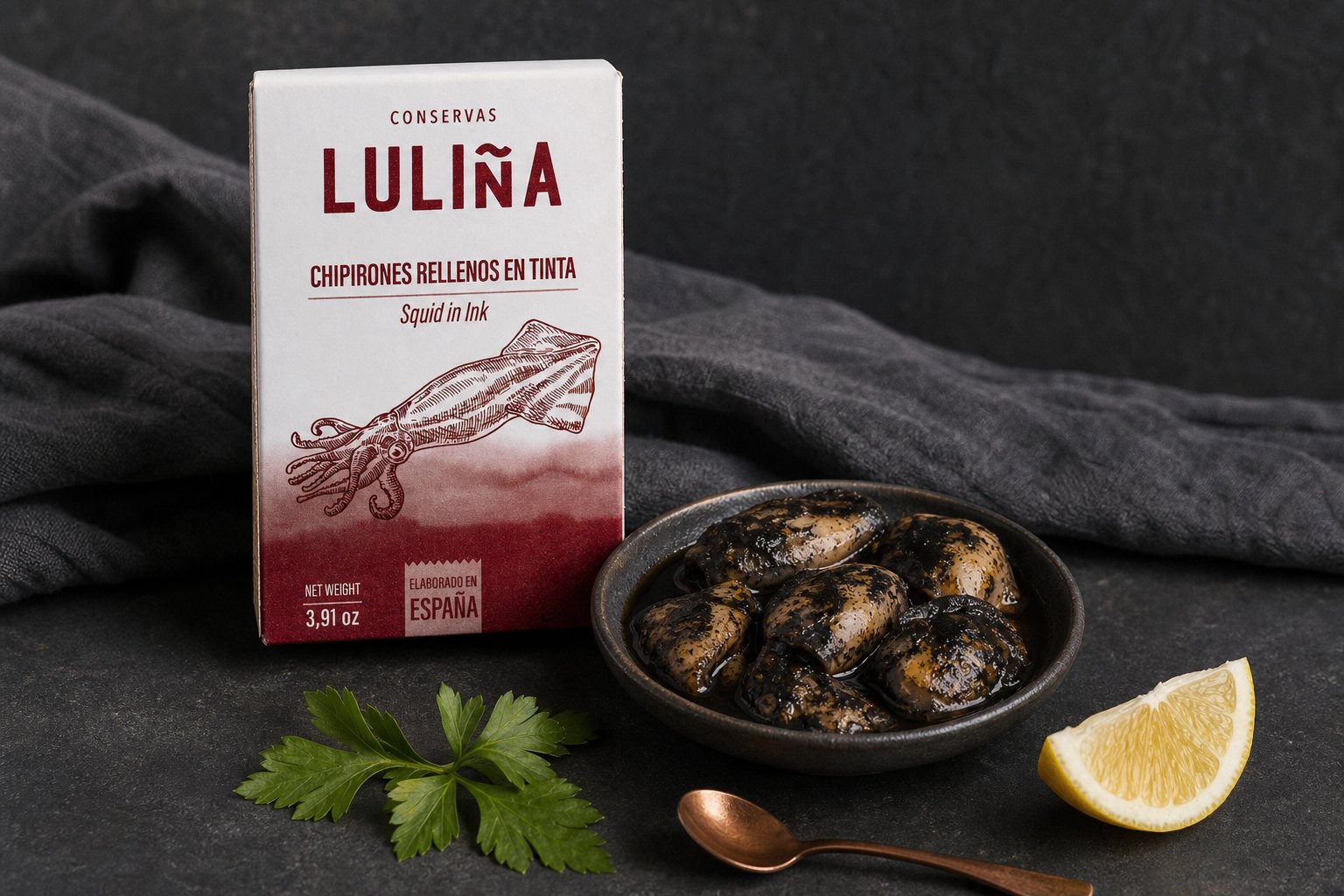 Stuffed chipirones in ink – 120 ml tin