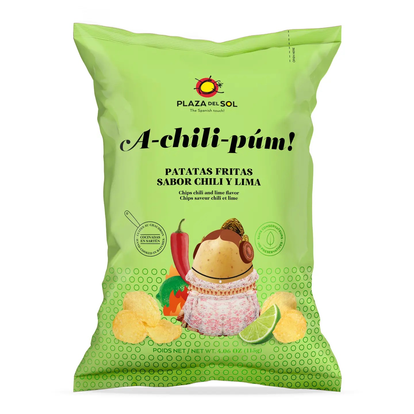 Chips A-chili-púm! Chili und Limette – Plaza del Sol (115 g)