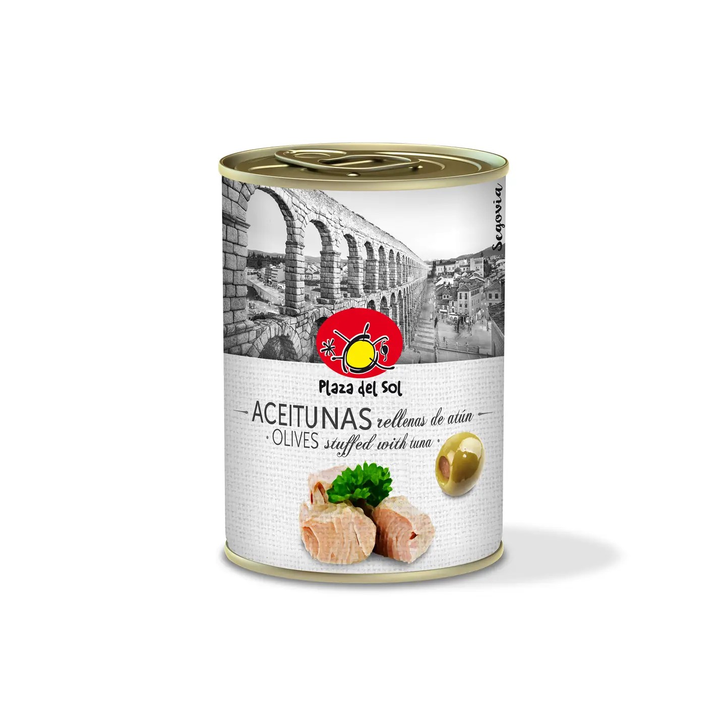 Grüne Oliven gefüllt mit Thunfischpaste – Plaza del Sol (280 g)